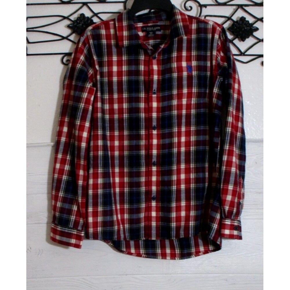 U.S. Polo Assn. Boys Button Up Flannel Shirt Size 18 Multicolor Plaid